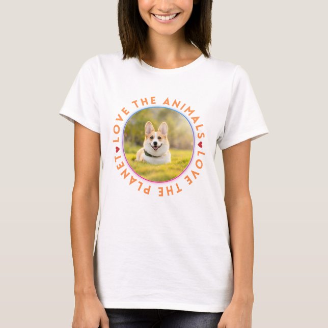 Camiseta Amar a los animales amar al planeta corgi (Anverso)