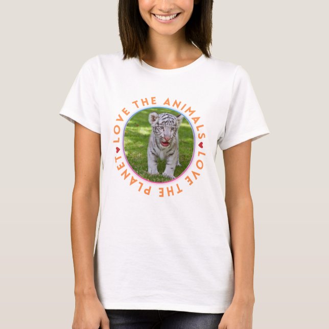 Camiseta Amar a los animales amar el club de tigre blanco d (Anverso)