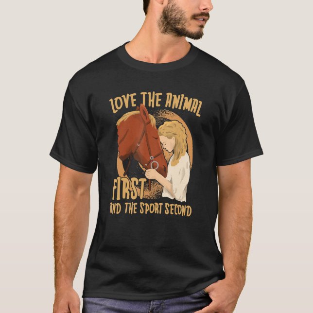 Camiseta Amar a los animales primero y Deportes Caballo Ecu (Anverso)