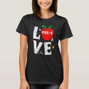 Camiseta Amar a los estudiantes de preescolar de Apple pre