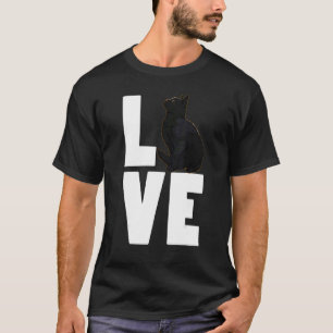 Camiseta Amar a los Mascotas gatos negros Hombres Gato oscu