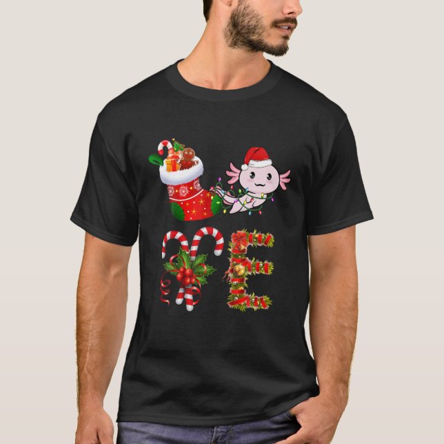 Camiseta Amar a los Navidades de Axolotl Luces Led Funny Sa (Anverso)