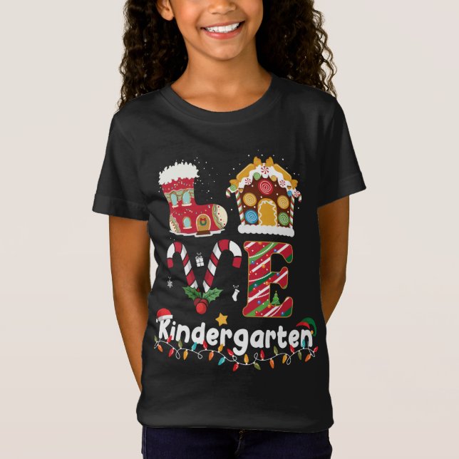 Camiseta Amar a los Navidades de kindergarten estudiantes d (Anverso)