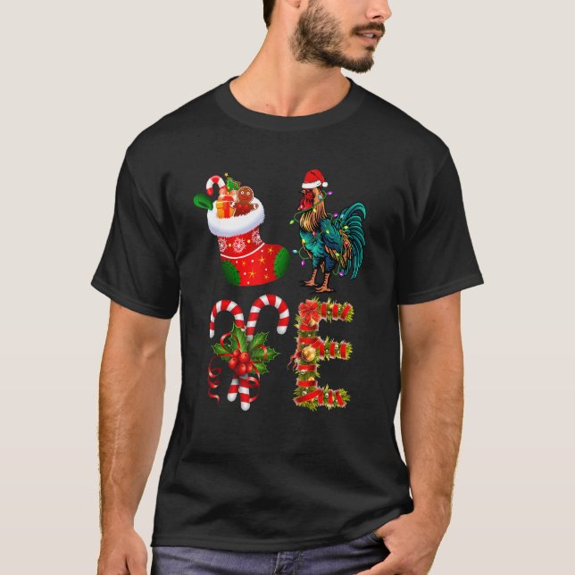 Camiseta Amar a los Navidades de pollo Luces Lanza Santa Ha (Anverso)