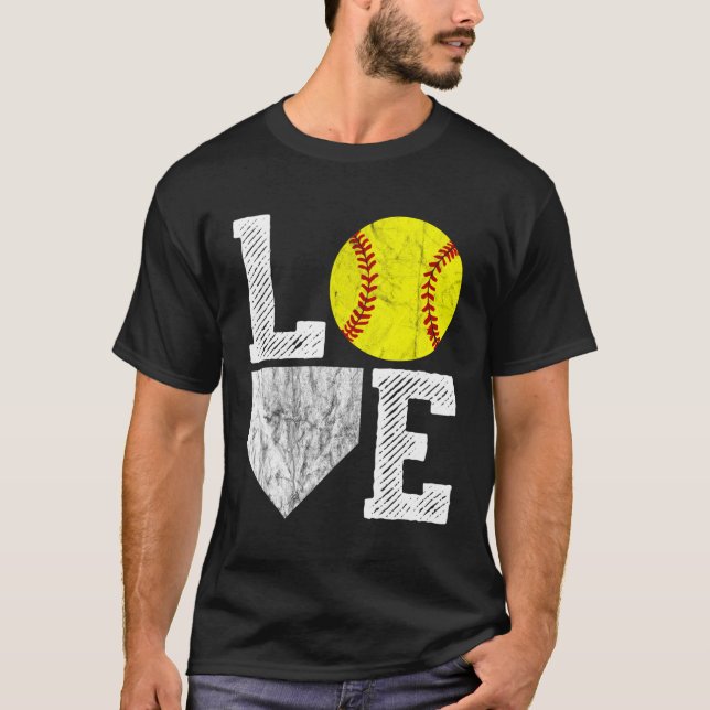 Camiseta Amar a mamá de Softball papá (Anverso)