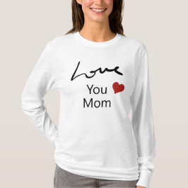 Camiseta Amar a mamá | Manga larga blanca de corazón rojo c