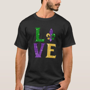 Camiseta AMAR A Mardi Gras Fleur De Lys Hombres Divertidos