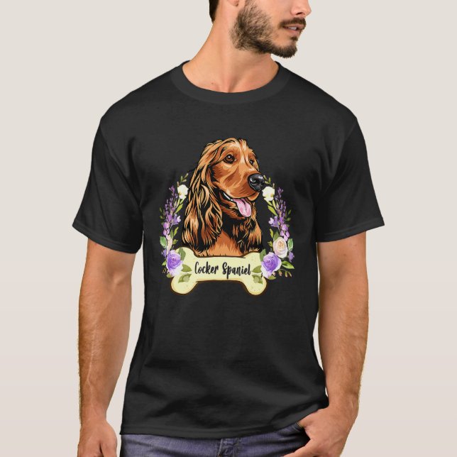 Camiseta Amar a mi Cocker Spaniel Dog Floral (Anverso)