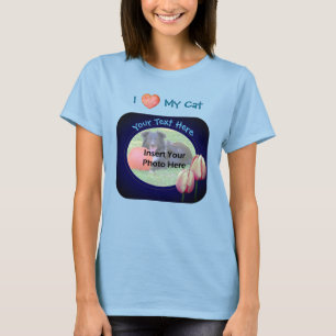 Camiseta Amar a mi gato Los tulipanes rosados enmarcan tu f