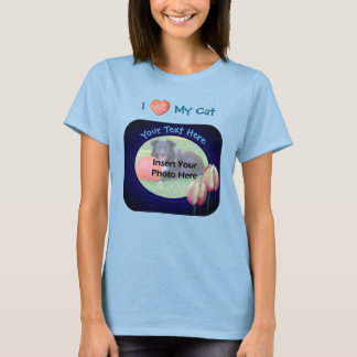 Camiseta Amar a mi gato Los tulipanes rosados enmarcan tu f