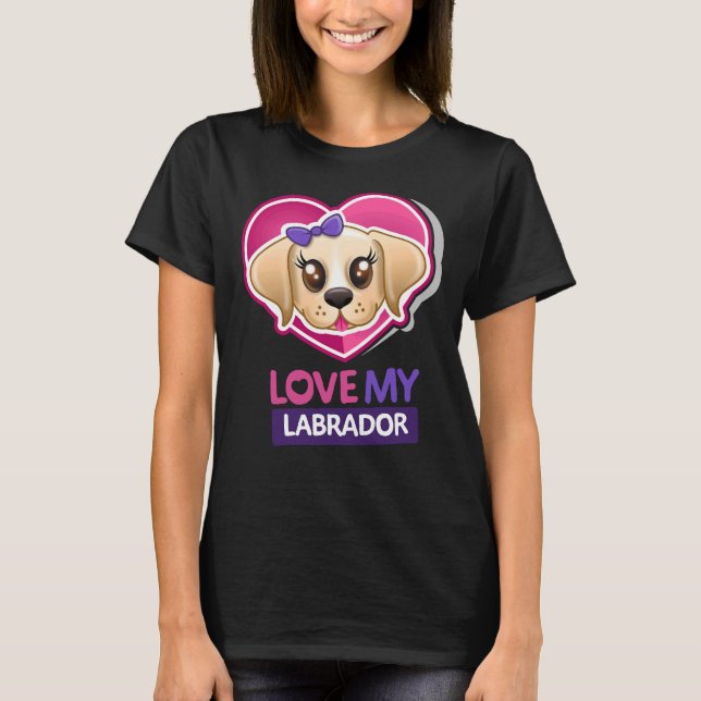 Camiseta Amar a mi labradora mujer labradora amarilla (Anverso)