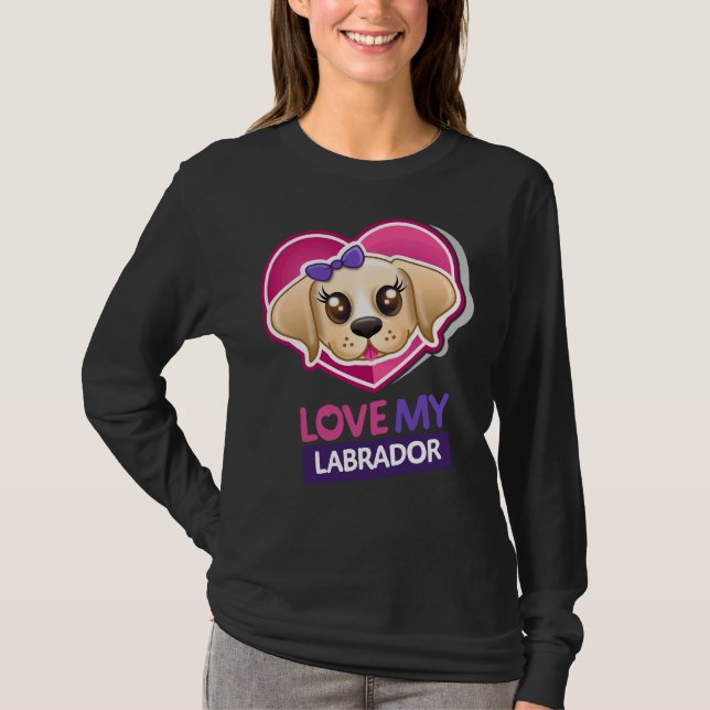 Camiseta Amar a mi labradora mujer labradora amarilla (Anverso)