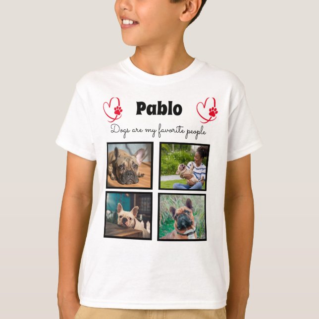 Camiseta Amar a mi perro - Collage personalizado de 4 fotos (Anverso)
