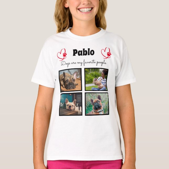 Camiseta Amar a mi perro - Collage personalizado de 4 fotos (Anverso)