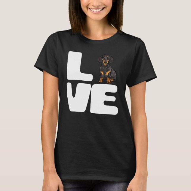 Camiseta Amar a mi perro negro de Dachshund (Anverso)