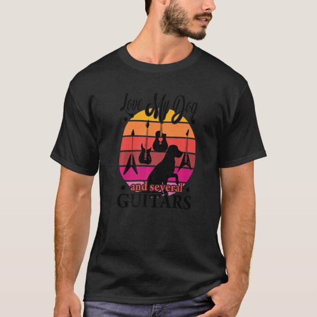 Camiseta Amar A Mi Perro Y A Varios Guitares Perro Y Guita  (Anverso)