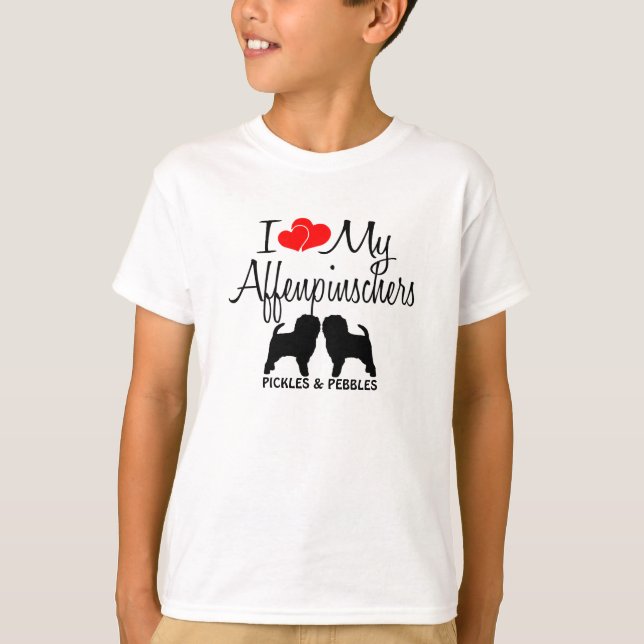 Camiseta Amar a mis dos perros Affenpinscher (Anverso)