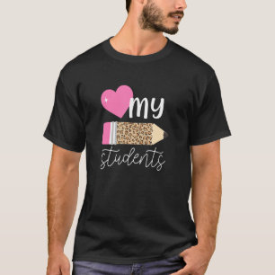 Camiseta Amar a mis estudiantes Leopard Imprimir escuela pr