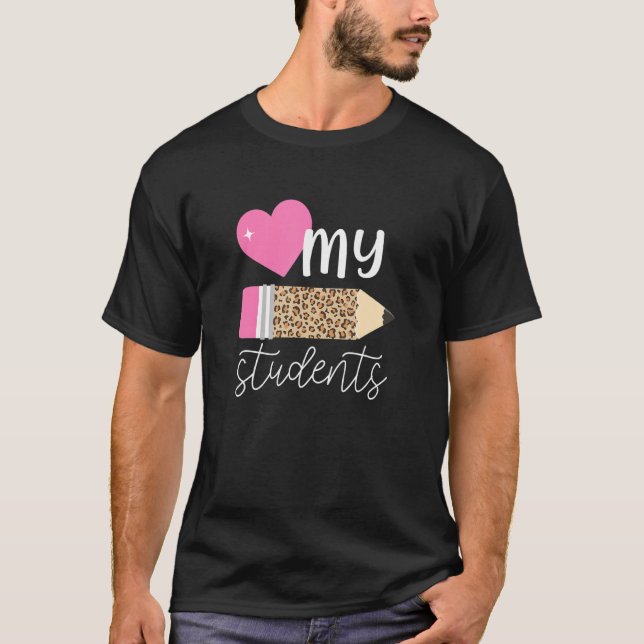Camiseta Amar a mis estudiantes Leopard Imprimir escuela pr (Anverso)