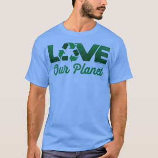 Camiseta Amar a nuestro planeta reciclar en verde forestal