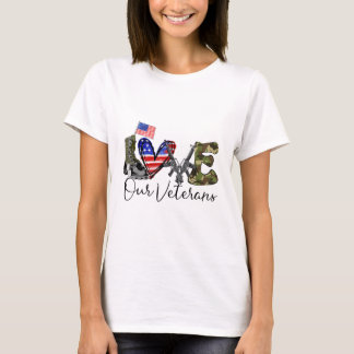 Camiseta Amar a nuestros veteranos Regalos militares de Est