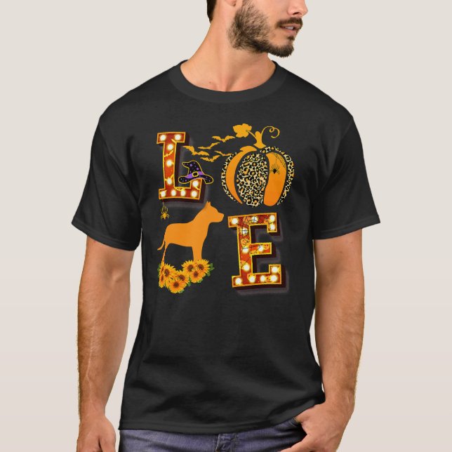 Camiseta Amar a Pitbull Leopard Imprimir calabaza Halloween (Anverso)