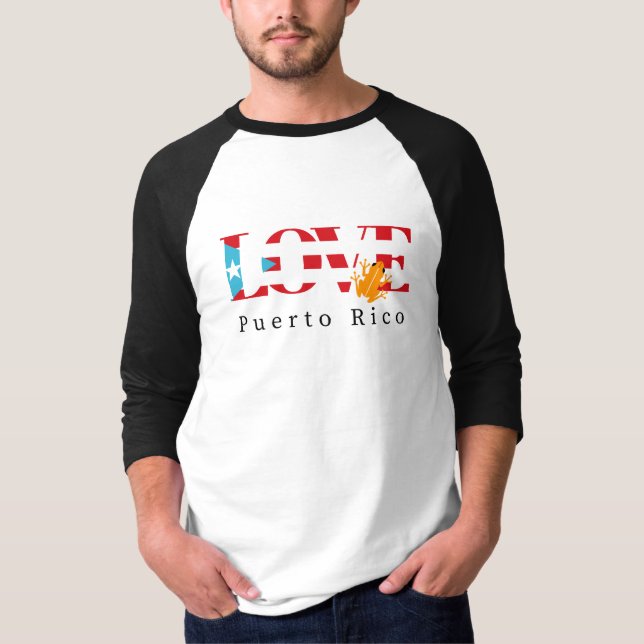 Camiseta Amar a Puerto Rico 3/4 Sleeve Camisas Raglan de Bé (Anverso)