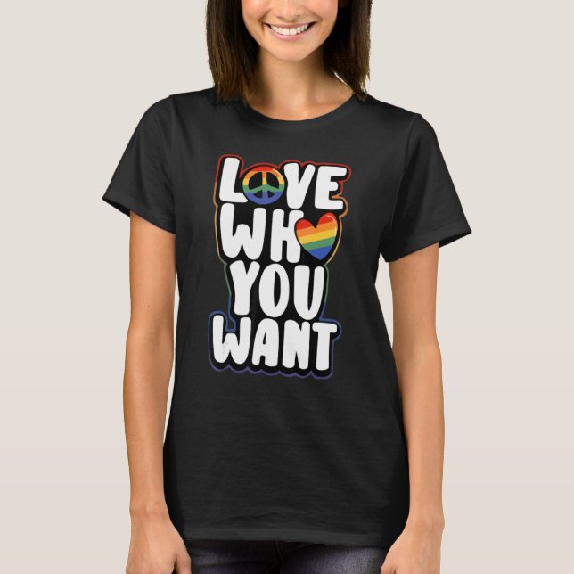 Camiseta Amar A Quién Quieres Lgbt Q Bandera Del Orgullo Ga (Anverso)