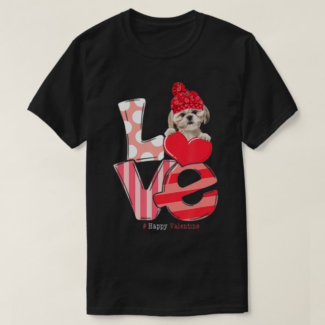 Camiseta AMAR A Shih Tzu Perro San Valentín 2021 Mujeres di (Diseño del anverso)