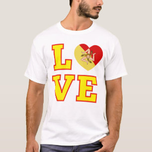 Camiseta AMAR a Sicilia Sicilia Trinacria como O en el amor