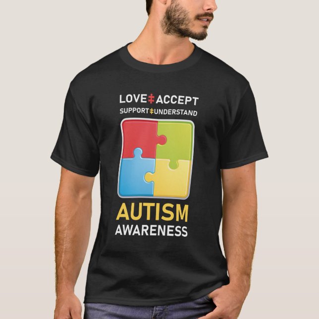 Camiseta Amar Aceptar apoyo autismo Camisas autistas Autism (Anverso)