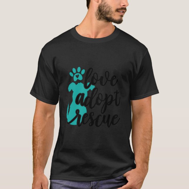 Camiseta Amar Adoptar Rescate - Dueño Del Mascota Perro Res (Anverso)
