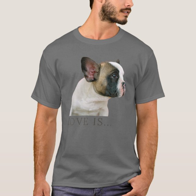 Camiseta Amar al Bulldog francés Frenchie Mamá papá Perro M (Anverso)