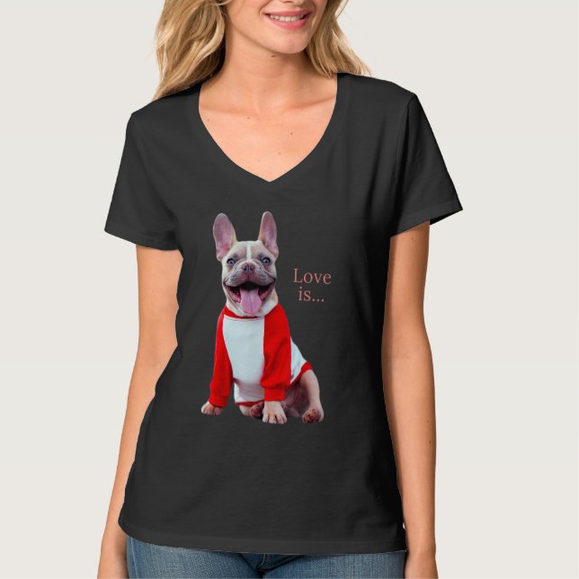 Camiseta Amar al Bulldog francés Frenchie Mamá papá Perro M (Anverso)