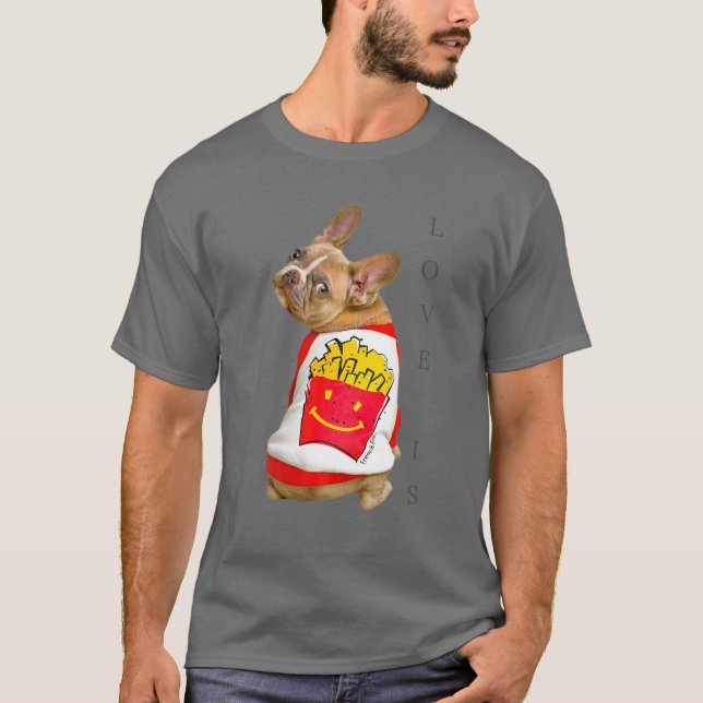 Camiseta Amar al Bulldog francés Frenchie Mamá papá Perro M (Anverso)