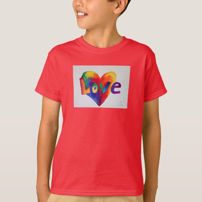 Camiseta Amar al corazón del arcoiris Arte Inspirador Camis (Anverso)