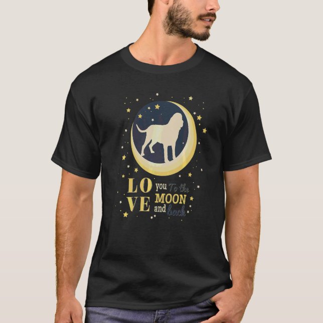 Camiseta Amar al perro de Saint Hubert en la luna (Anverso)