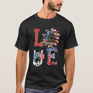 Camiseta Amar al perro pastor alemán Bandera De Los Ee.Uu.