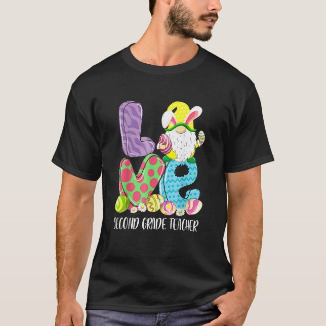 Camiseta Amar al profesor de segundo grado Gnome Easter Sch (Anverso)