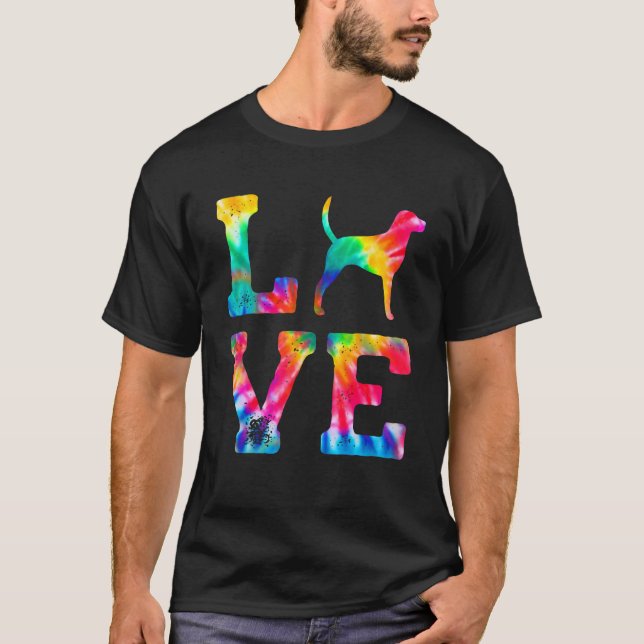 Camiseta Amar al zorro inglés Tie Dye Dog Mamá Papá (Anverso)