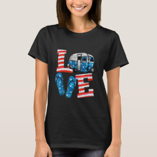 Camiseta Amar el camping Bandera Americana Flip Flop Americ
