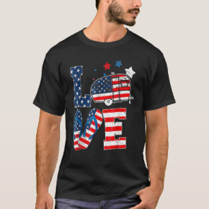 Camiseta Amar El Camping La Bandera Estadounidense 4 De Jul