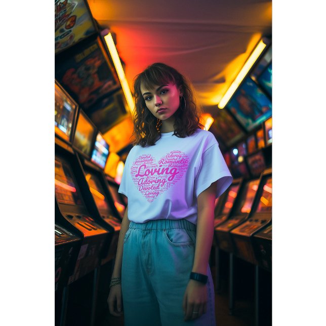 Camiseta Amar el corazón de Fuchsia Shapecloud Art (Subido por el creador)