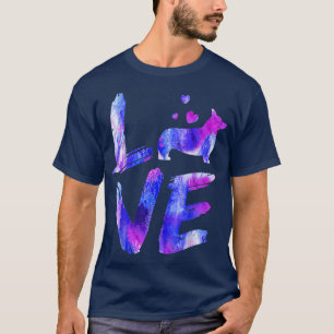Camiseta Amar el corgi acuarela Blue Dog Mom Dad
