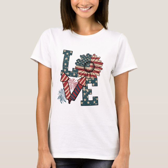 Camiseta AMAR el Día de la Independencia de Estados Unidos (Anverso)