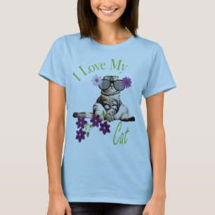Camiseta Amar el diseño floral de mi gato