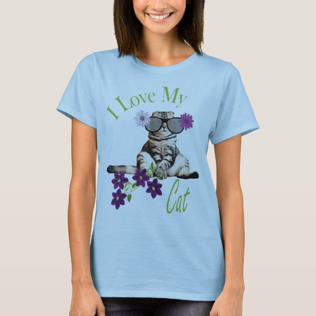 Camiseta Amar el diseño floral de mi gato (Anverso)