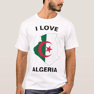 Camiseta Amar el mapa de bandera de Argelia