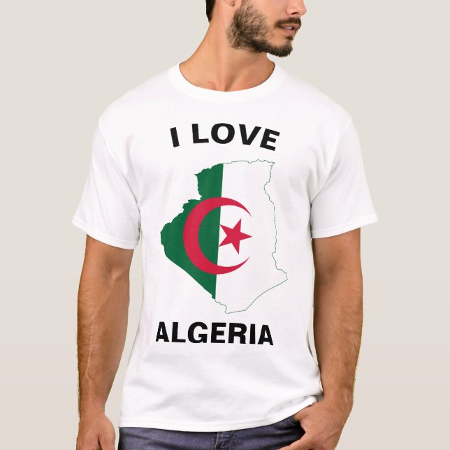 Camiseta Amar el mapa de bandera de Argelia (Anverso)