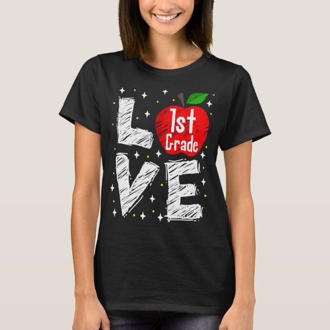 Camiseta Amar el primer grado de Apple es gracioso volver a (Anverso)